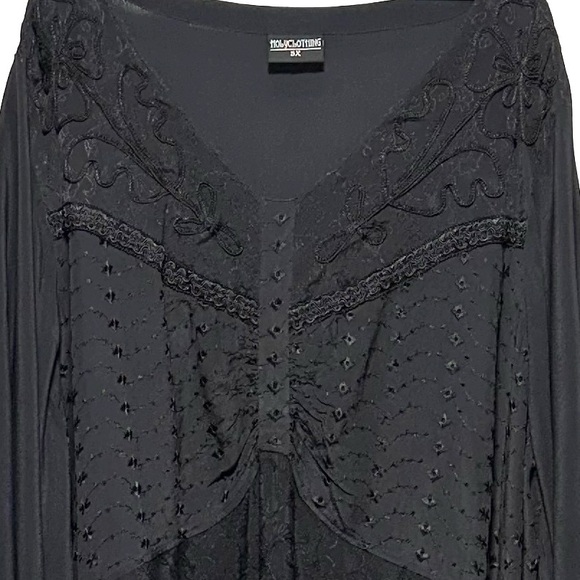 HOLYCLOTHING Black Gothic Fairycore Boho Ethereal Lace Dress 5X - Picture 8 of 12